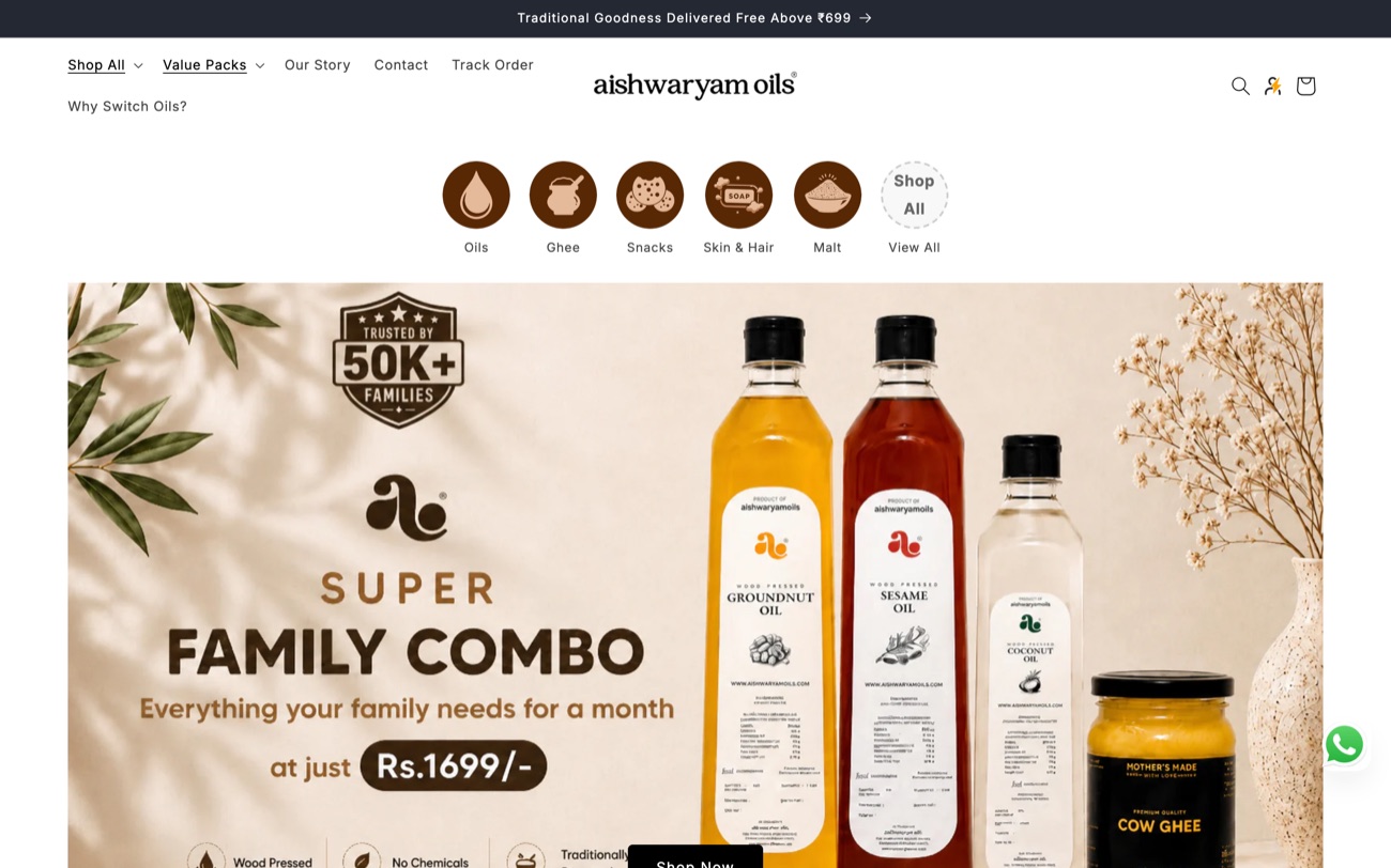 Aishwaryam Oils — a Shopify store designed and built by Cobay