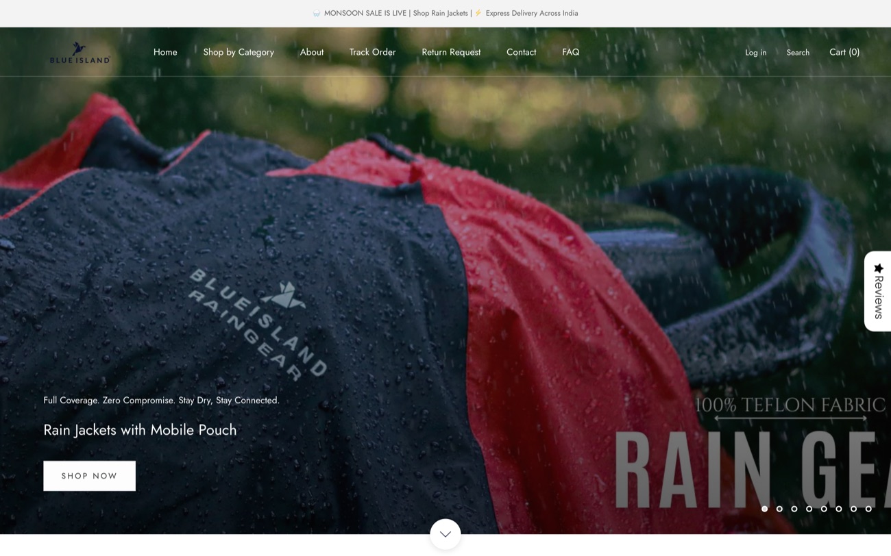 Blue Island — a Shopify store designed and built by Cobay